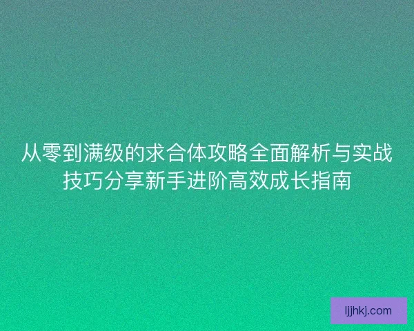 从零到满级的求合体攻略全面解析与实战技巧分享新手进阶高效成长指南